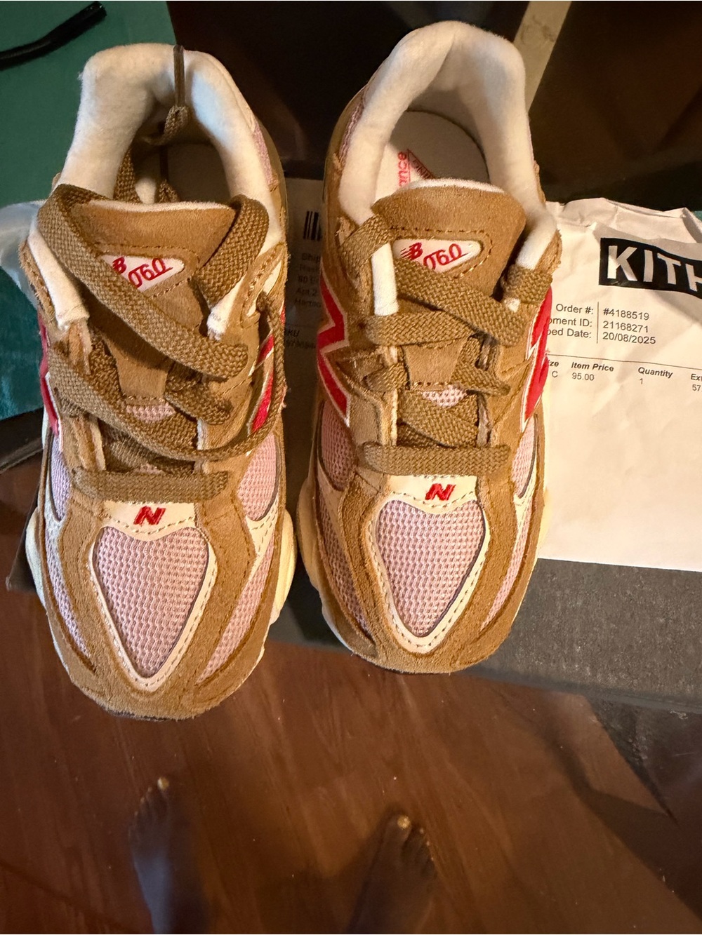 New Balance ( Kith) Kids Sneakers in Tan, Pink & Red Accents - Picture 2 of 7